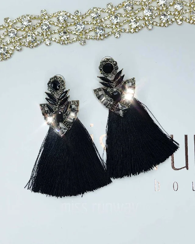 Indiana Tassel Earrings - Black