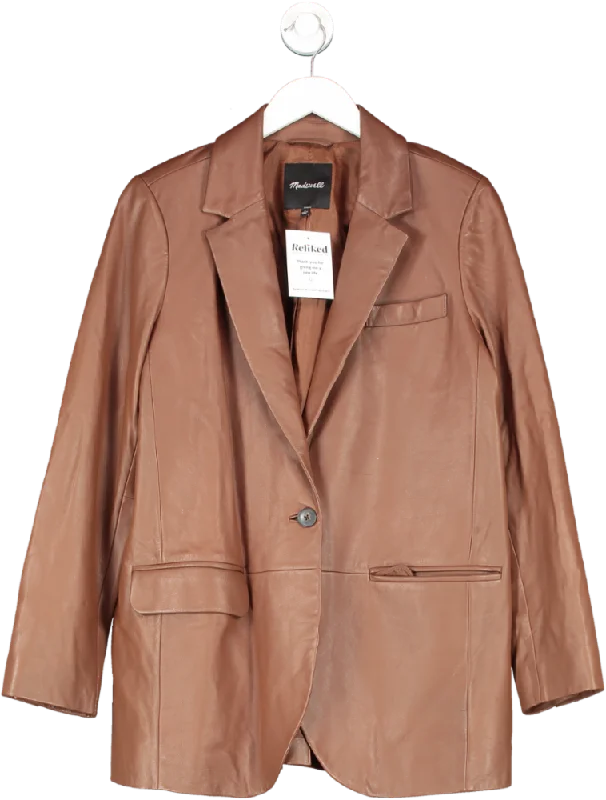 Madewell Brown The Larsen Blazer In Leather UK L