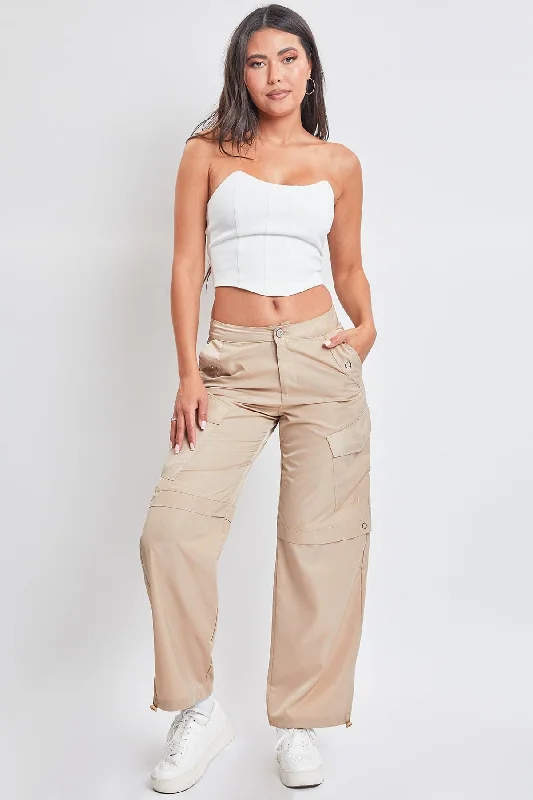 Women's  Nylon Cargo Pants With Bungee Hem